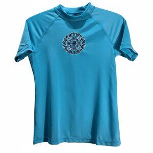 NWT | Kanu Surf Aqua Blue Mandala Graphic UPF 50+ Juliette Rash Guard | XS